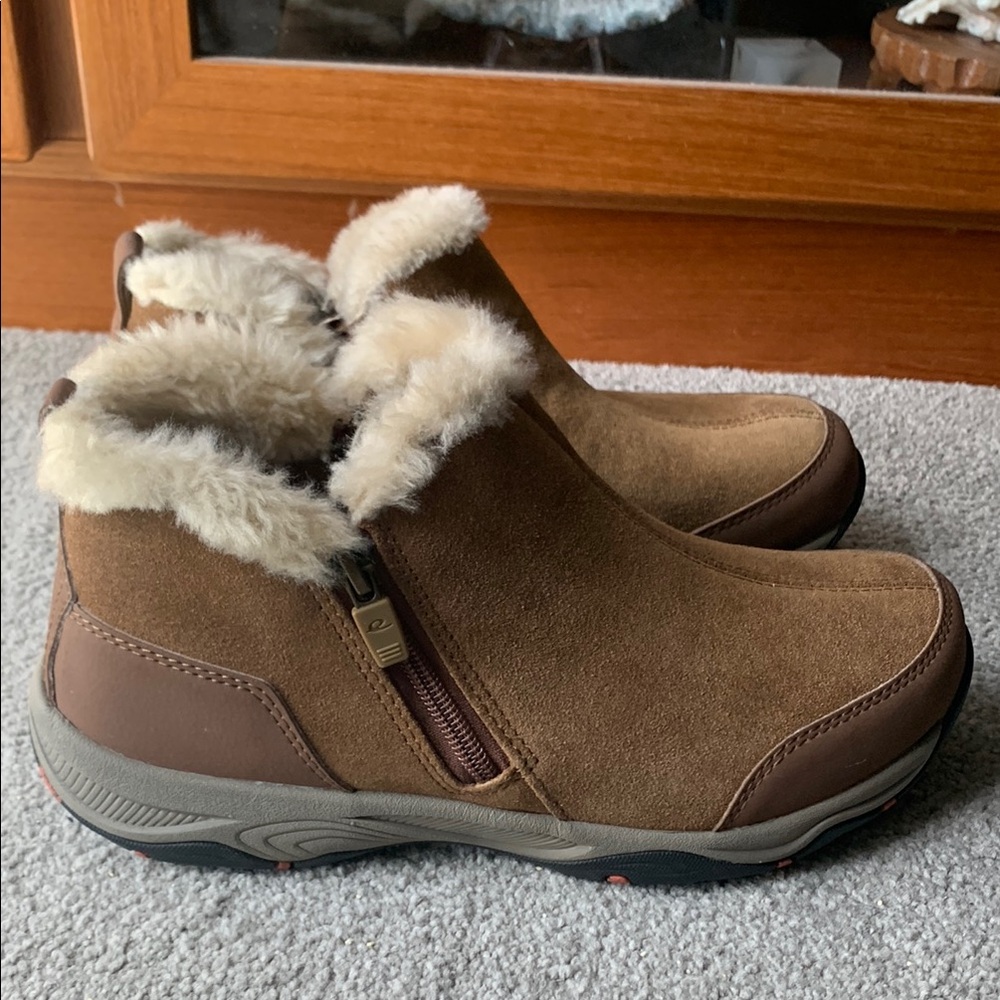 Easy Spirit Explore24 Suede Ankle Boots Faux Fur Lining